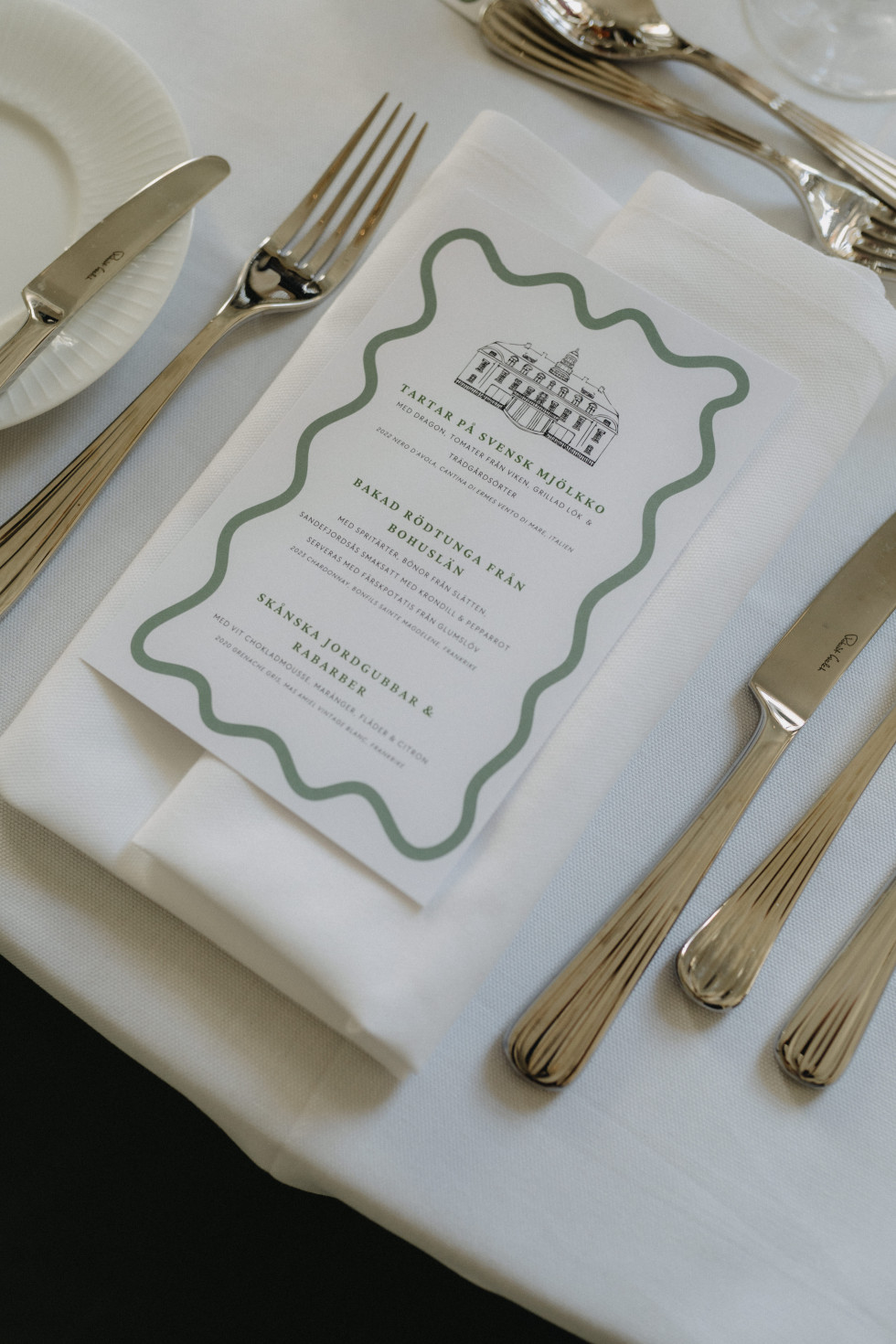 Personligt menykort, perfekt för ett bröllop.