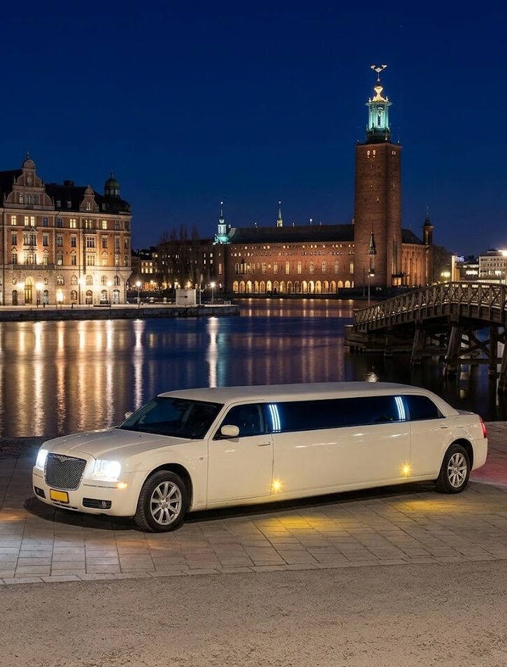 Klassisk vit limousine från Bilförmedlingen