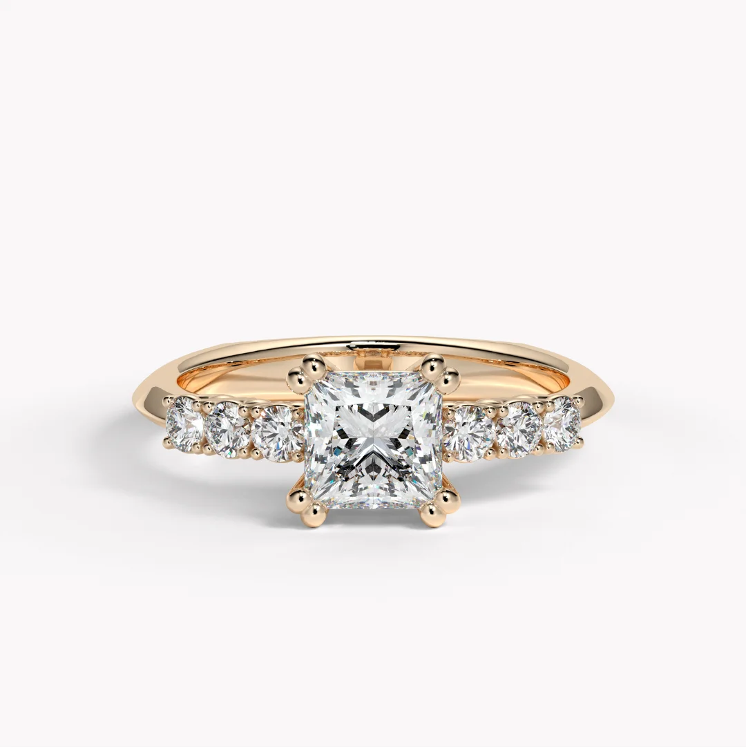 Jewellery by Jenny 1+6 prinsess Denna ring är en kombination av en enstensring och en alliansring som går att beställa i 18 k vitguld, rödguld samt platina.